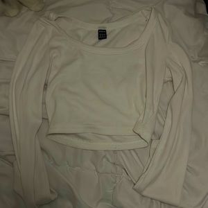 White Cropped Stripped Top